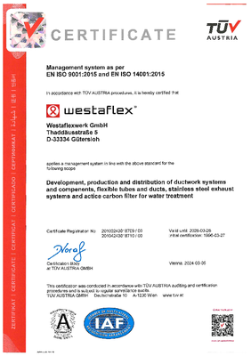 ISO 14001 Certificate WESTAFLEX